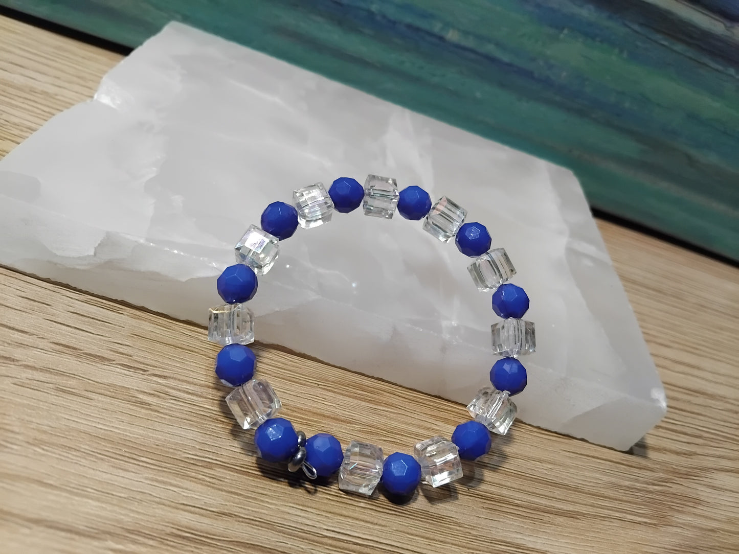 JF Unique Blue Sparkling Crystal Glass Bracelet