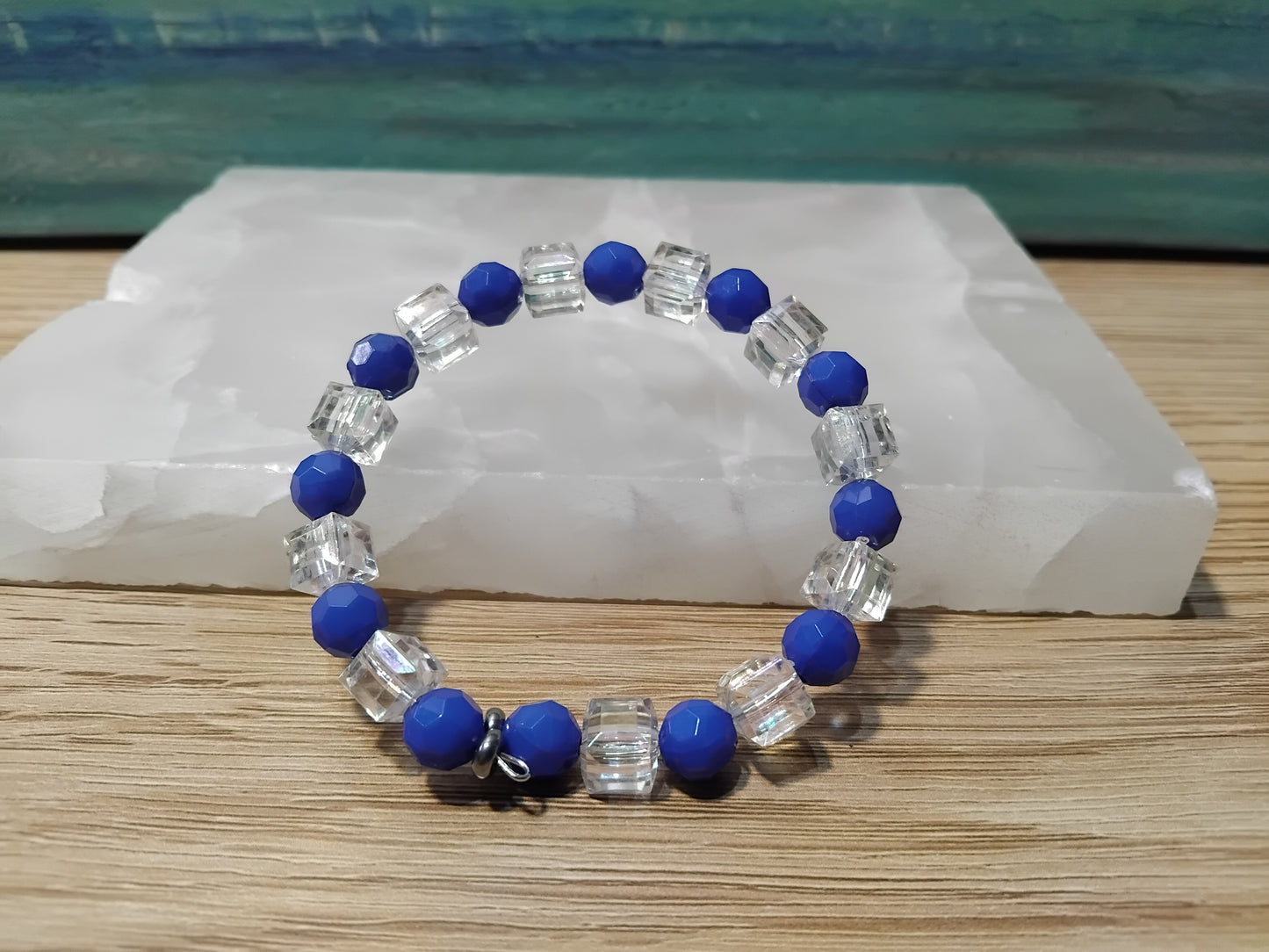 JF Unique Blue Sparkling Crystal Glass Bracelet