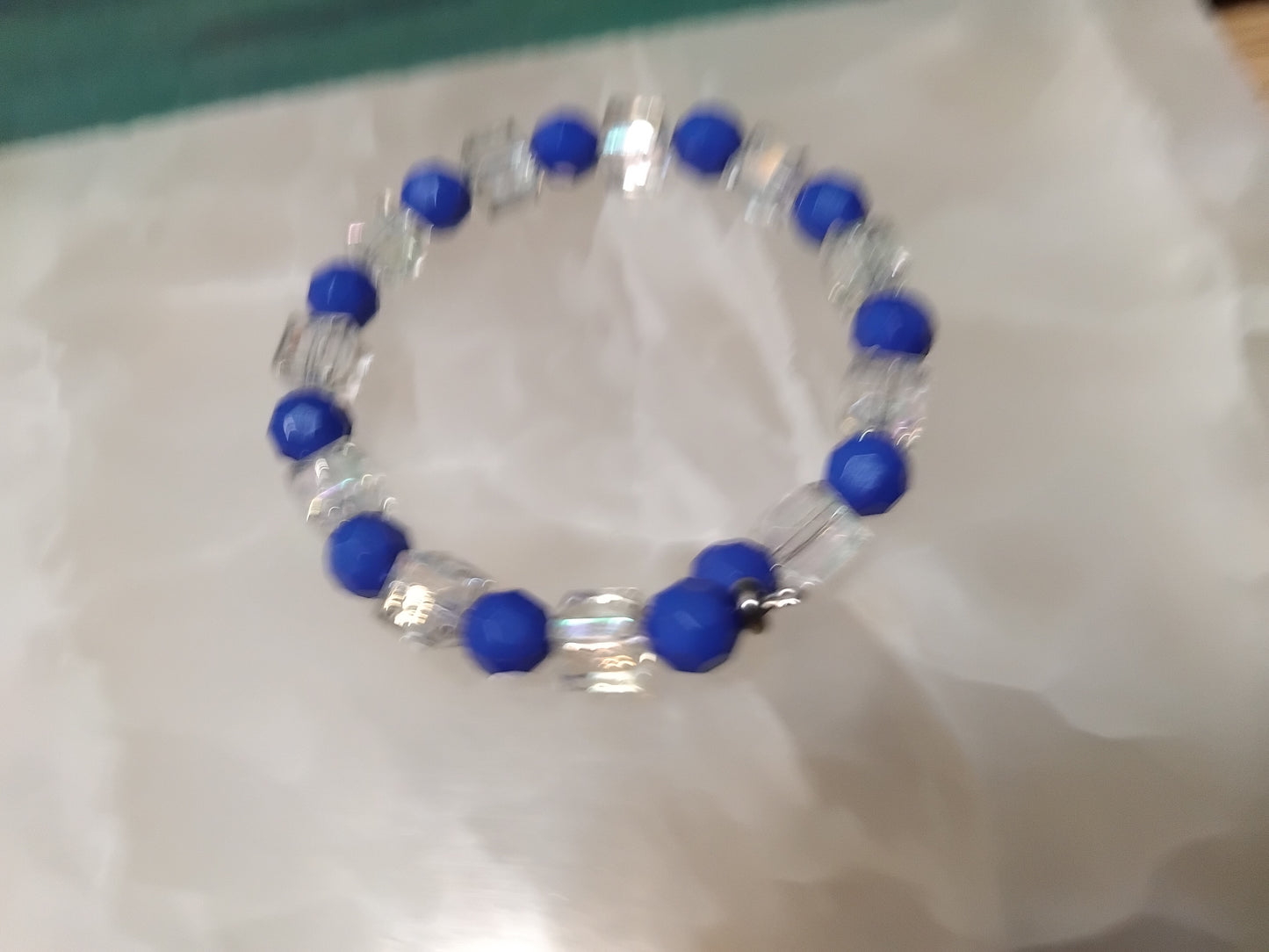 JF Unique Blue Sparkling Crystal Glass Bracelet